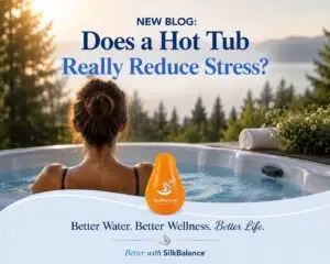 Woman relaxing in a hot tub enjoying hydrotherapy and stress relief. - SilkBalance - SilkBalance Woman relaxing in a hot tub enjoying hydrotherapy and stress relief.